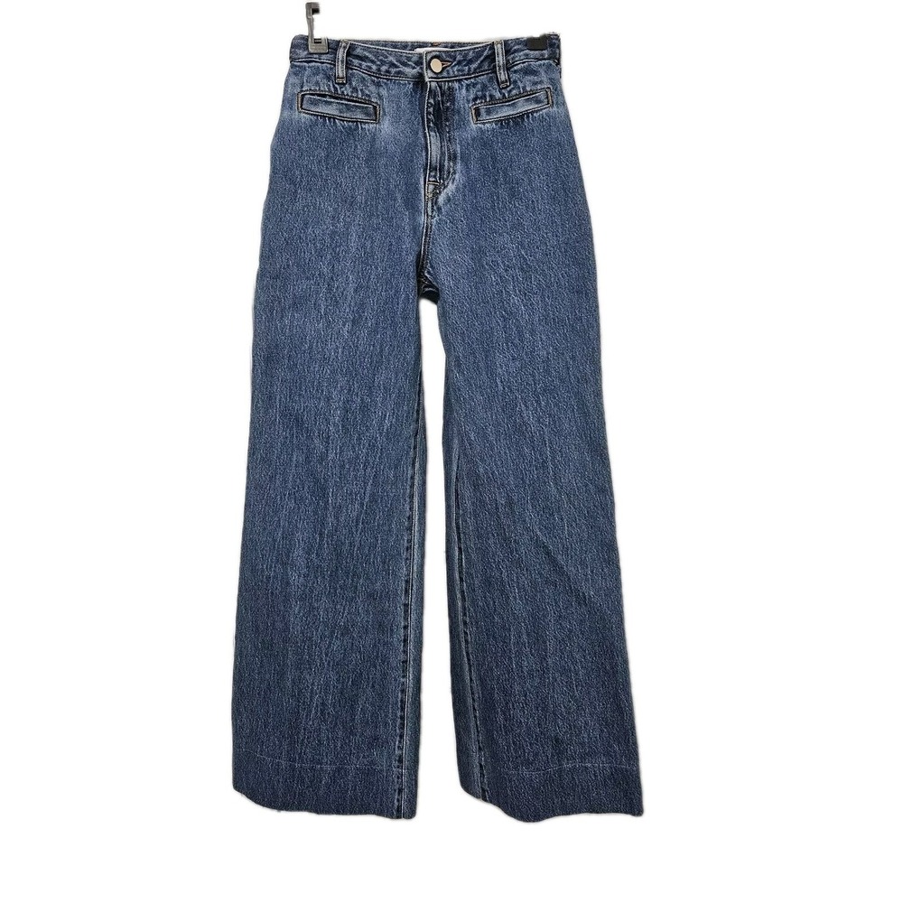 She's Made in Italy Jeans Womens 30 Blue Barney Wide Leg High Rise 100% Cotton